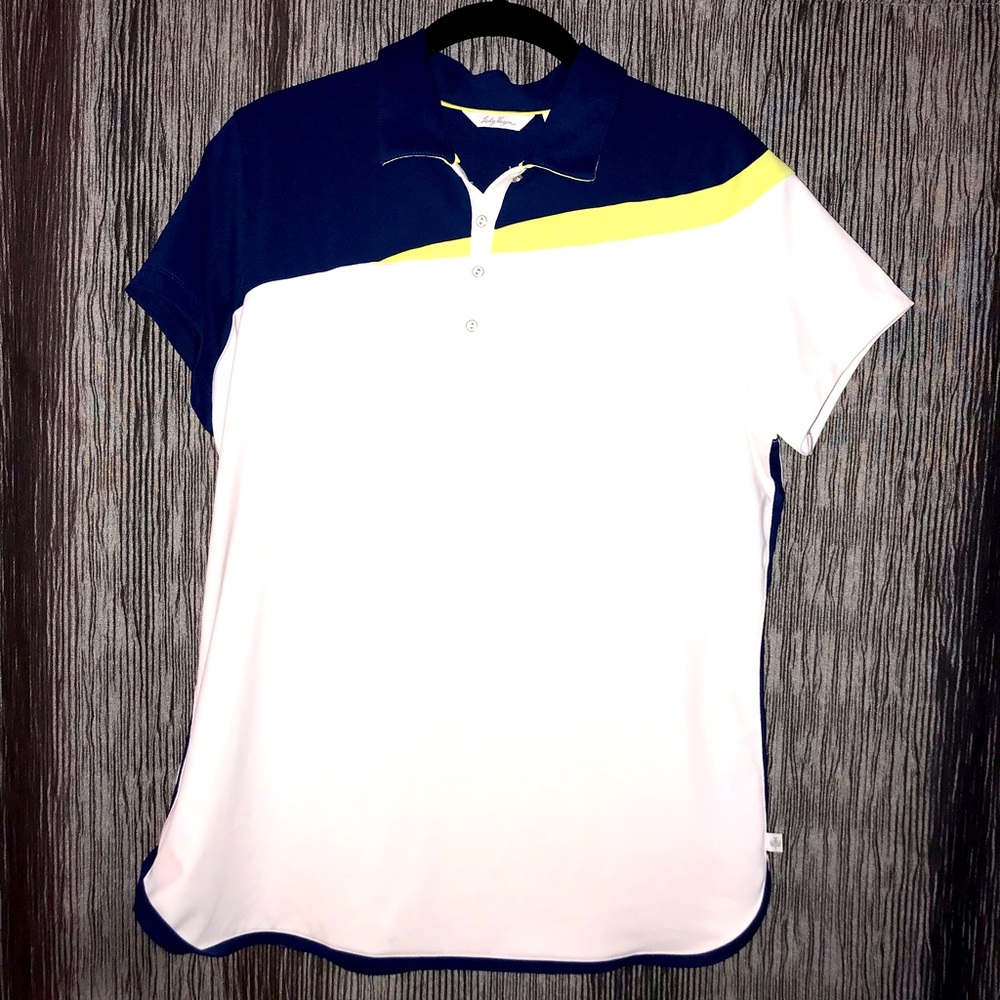 Women's Navy and White Polo Shirt